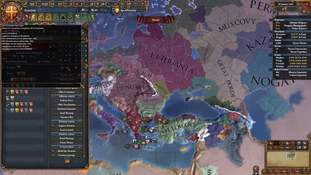 Cheat codes for Europa Universalis 4